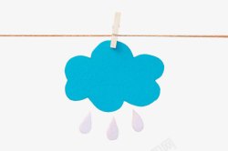 剪纸雨滴手绘晾衣绳上的雨云高清图片