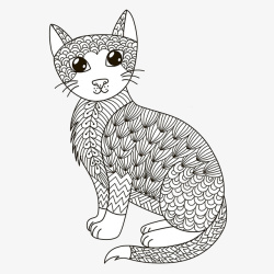 花纹猫咪秘密花园填色游戏样式花纹装饰猫高清图片