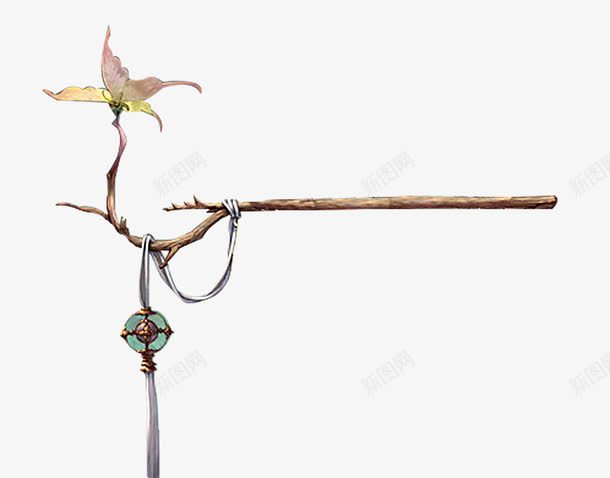 树枝上的坠子png免抠素材_88icon https://88icon.com 古风 树枝 玉坠 花