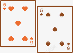 5源尺寸扑克牌卡通扁平魔术扑克牌对5高清图片