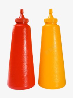 挤压式红黄色挤压式塑料瓶子番茄酱包装高清图片