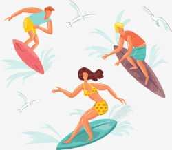 夏季运动冲浪的人矢量图素材