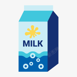 一盒手绘的立体牛奶矢量图素材