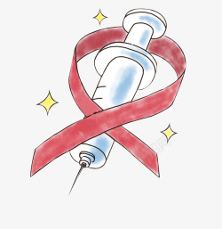 AIDS2018世界艾滋日针筒AIDS卡通风手绘高清图片