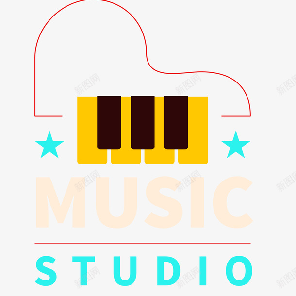 音乐工作室的标签png免抠素材_88icon https://88icon.com 彩色 手绘 标签设计 钢琴 音乐 音乐工作室
