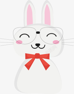 可爱红领巾小白兔矢量图素材