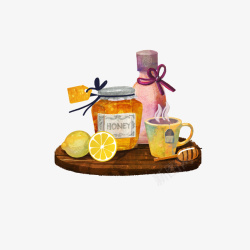 柠檬蜂蜜水彩英式红茶矢量图高清图片