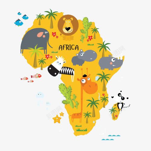 非洲地图png免抠素材_88icon https://88icon.com 动物 卡通 国家元素 地图 平扁图形 旅行元素