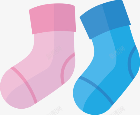 小孩和婴儿彩色袜子婴儿物品图标矢量图图标