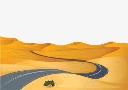 沙漠手绘沙漠中的沥青公路高清图片