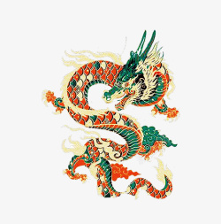 龙形象彩绘中国风创意龙王插画高清图片