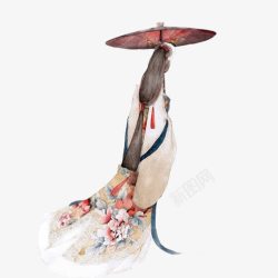 撑伞古代女子撑伞水墨画高清图片