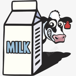 卡通牛奶盒和奶牛素材