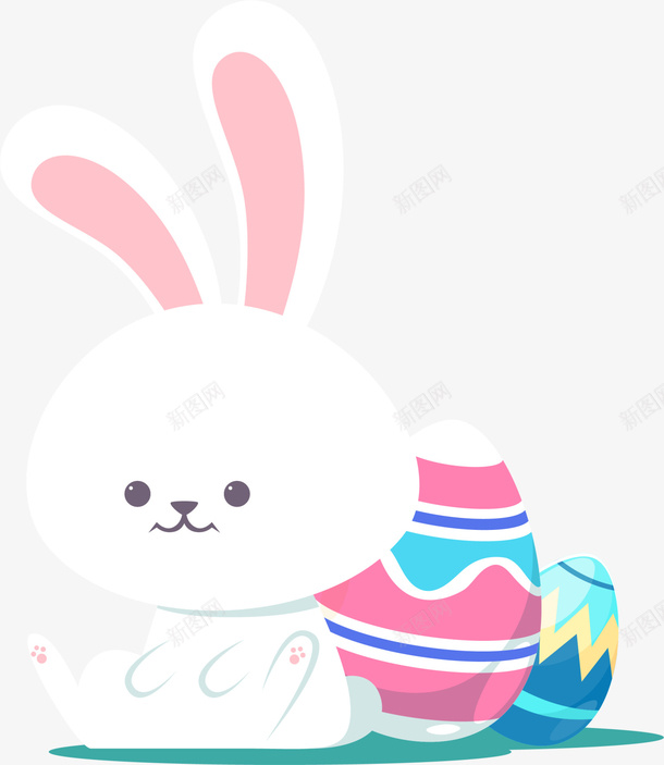 复活节背着彩蛋的兔子png免抠素材_88icon https://88icon.com q版兔子 可爱兔子 复活节 多彩彩蛋 白色兔子 背着彩蛋的兔子 节日