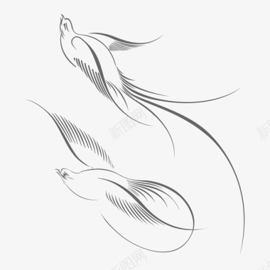 黑白线稿动物图手绘小鸟线稿图标图标