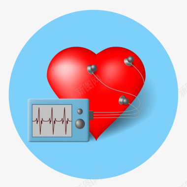 心脏医疗心脏急救心电图监测图标矢量图图标