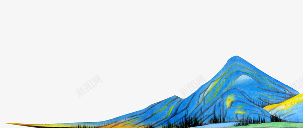 蓝色的群山手绘图png免抠素材_88icon https://88icon.com 大山 山峰 手绘图 石块 群山 蓝色大山 风景