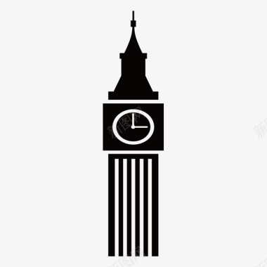 卡通英格兰时钟塔楼建筑旅游景点矢量图图标图标