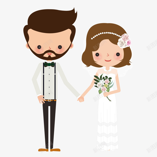 卡通结婚的新人矢量图ai免抠素材_88icon https://88icon.com 人物设计 卡通 喜宴 婚宴 婚礼 新人 结婚 矢量图
