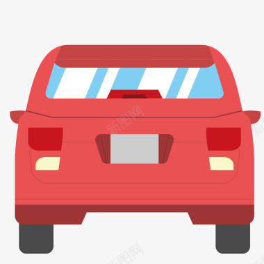 玻璃雨珠红色汽车背面矢量图图标图标