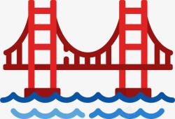 河道上的桥梁旧金山金门大桥图标高清图片