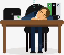 睡觉男士趴在办公桌上睡觉的男士矢量图高清图片