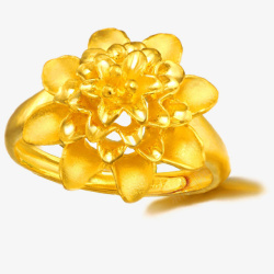 金光闪闪的黄金花戒指素材