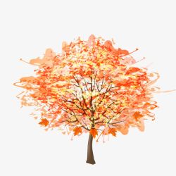手绘风格秋天的树素材