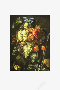 柔和色彩一幅有着许多葡萄的油画高清图片