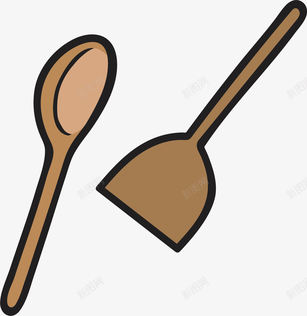 厨具铲子勺子png免抠素材_88icon https://88icon.com 做饭工具 厨具 工具 木头勺子 炒菜 铲子