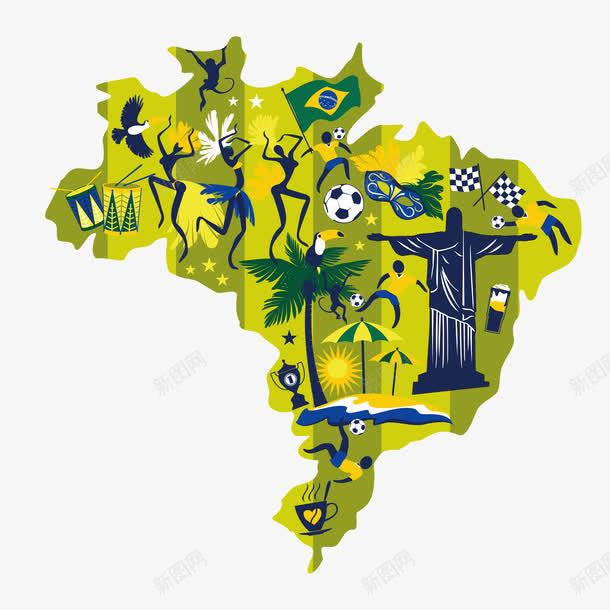 巴西地图png免抠素材_88icon https://88icon.com 国旗 地图 巴西 巴西特征 旗子 沙滩 舞女郎 装饰 里约奥运会 飘带