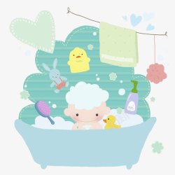 洗照泡沫澡盆里的婴儿泡沫高清图片