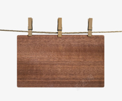 用夹子夹在绳子挂着的木板实物素材