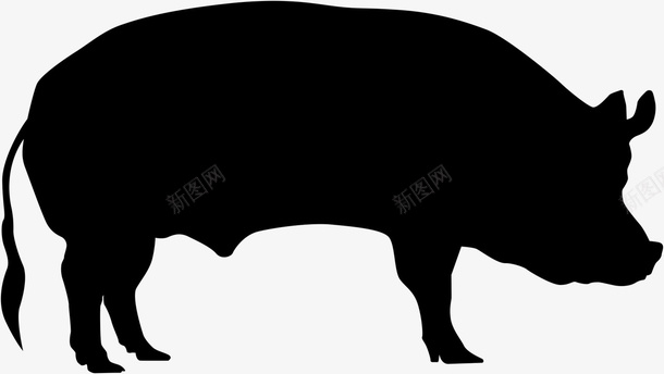 尾巴小猪剪影图标图标