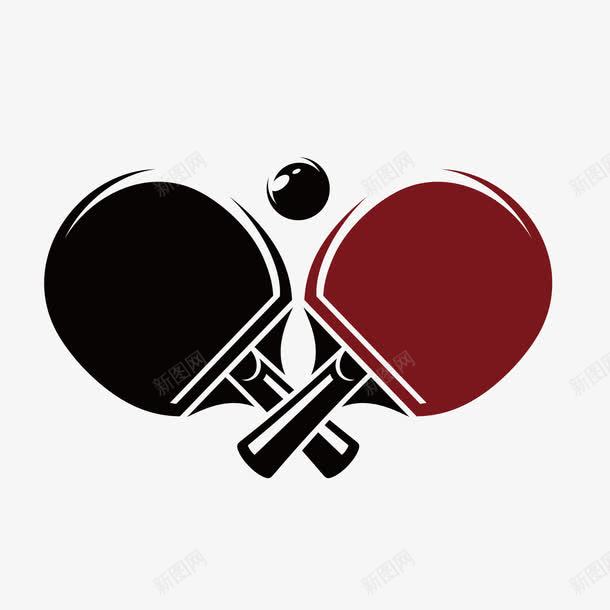 乒乓球运动png免抠素材_88icon https://88icon.com 打乒乓球 红黑球拍 运动