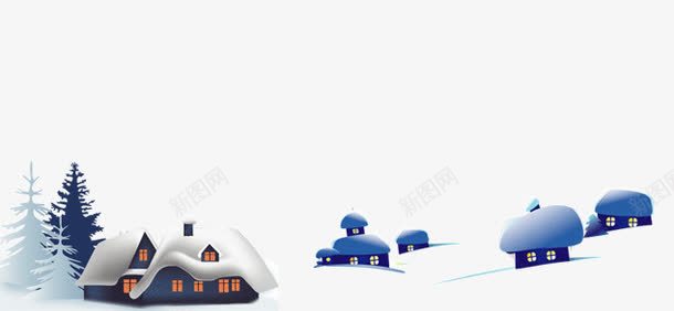 雪覆盖的小房子png免抠素材_88icon https://88icon.com 圣诞树 小房子 烟囱 雪
