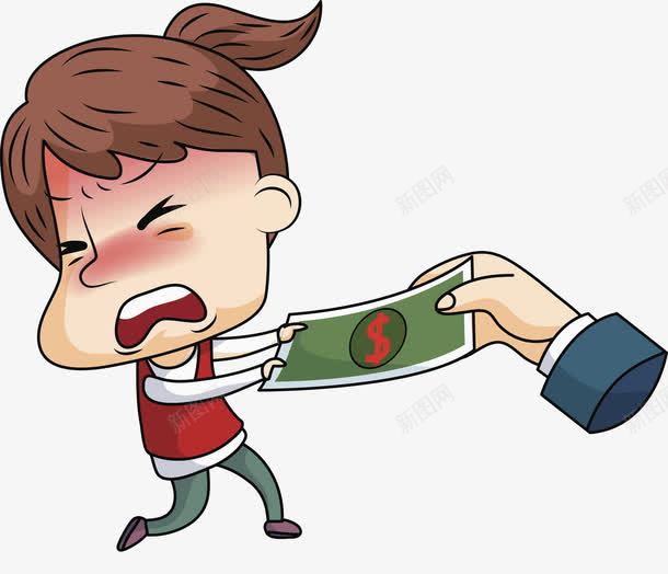 拿钱的女孩png免抠素材_88icon https://88icon.com 卡通 吃力的 女人 女孩 抢夺的 漂亮的 钞票