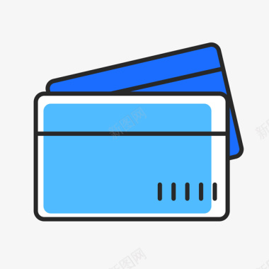 线描边线蓝色手绘银行卡商务图标矢量图图标