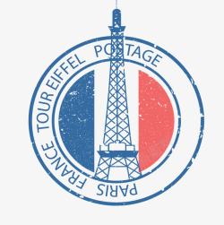 法国巴黎铁塔邮戳矢量图素材