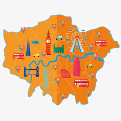 手绘城市地图手绘伦敦城市地图高清图片