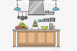 厨房间装修示例图矢量图素材