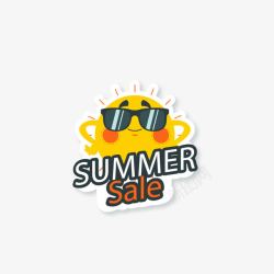 黄色太阳镜卡通夏季最新优惠促销标签高清图片