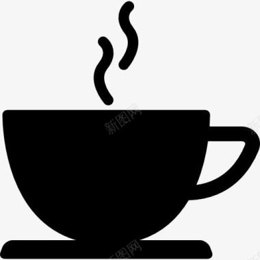 黑色设计咖啡杯热饮料的黑色剪影图标图标