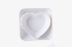 白色心形瓷器碟子素材