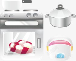 铁锅烤箱炖锅厨房背景素材