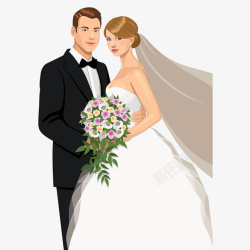 国际家庭手绘结婚夫妇矢量图高清图片