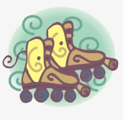 棕黄色轮滑鞋卡通插图素材