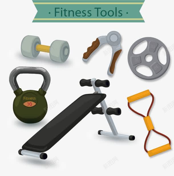 卡通健身器材png免抠素材_88icon https://88icon.com 仰卧起坐板 健身 健身器材 健身设备 卡通 哑铃 锻炼