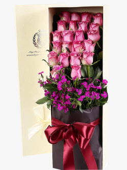 高档定制礼盒粉色玫瑰花束素材