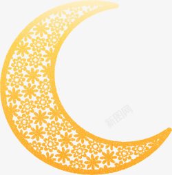 金色浮雕花月亮素材